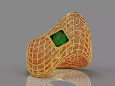 Princess Cut Solitaire Ring Setting with Lattice Structure 3D print model