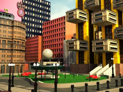 Sci-Fi Cyberpunk City and Desert Pack Low-poly 3D model