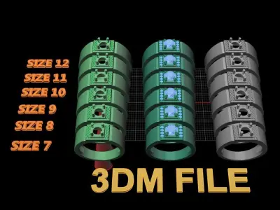 Signet Diamond Side Step Ring Band Mix Size 7-12 3D print model
