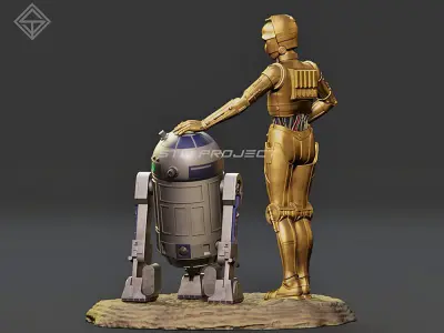 Protocol droid and Astromech droid 3D print model