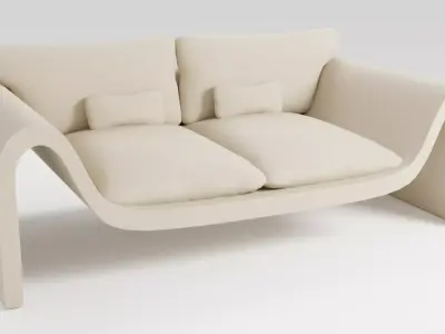 Sofa in a modern minimalist style in beige tones 3D model