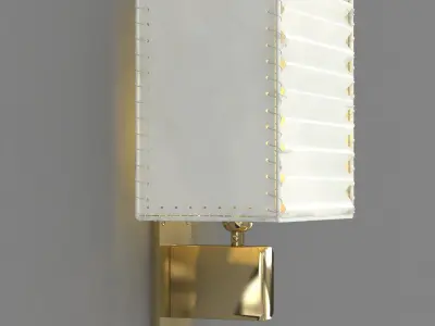Wall Sconce  Polished Unlacquered Brass  Goatskin  3D model
