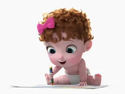  Cartoon Twin Baby Rigged 