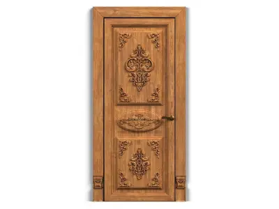 Door0013 wooden door with ornate carvings 3D model