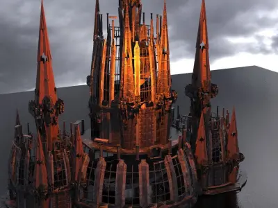Dungeon Volcano Tower ruin Kitbash 1 3D model