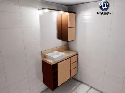 Bathroom with sink and toilet Low-poly 3D model