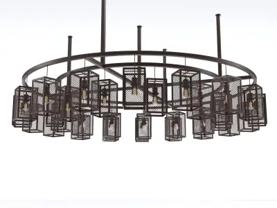 Wrought Iron Concentric Circle Cage Light 3D model