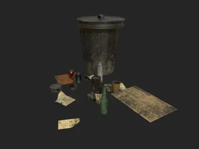 Garbage and Trash Low-poly 3D model