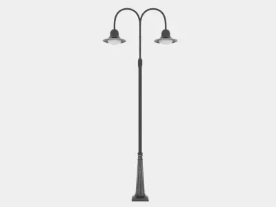 Double Arm Lamp Post Low-poly 3D model