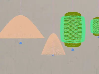 Rattan Pendant lamp 3D model