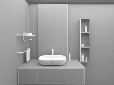 Black Bathroom Interior Design 3D Scene  3D model
