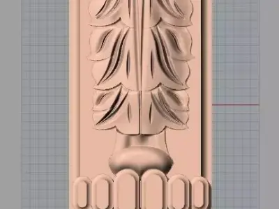 Door Post flower 3D STL Model for CNC Router Carving E962 3D model