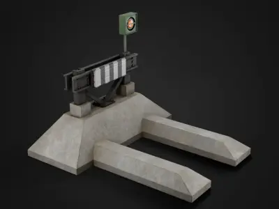Railway Buffer Stop Low-poly 3D model