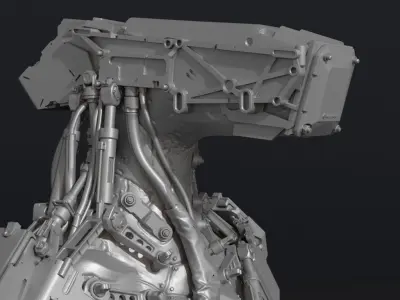 Hammerhead futuristic bust made of metal 3D print model