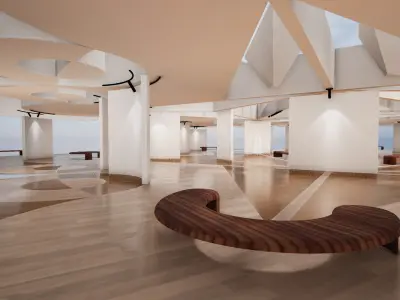  VR Art Gallery crop circle 26 Baked 3D model