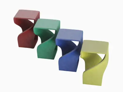 Twisted Stool for Childs Set Low-poly 3D model