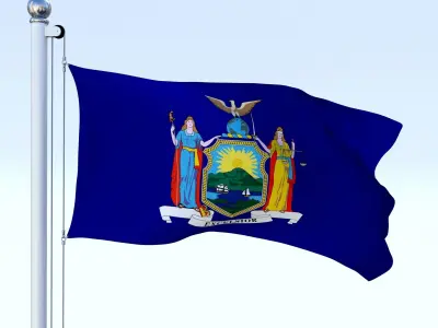 Animated New York Flag Low-poly 3D model