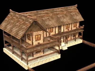 Old Rustic Medieval Cottage 3D Asset Low-poly 3D model