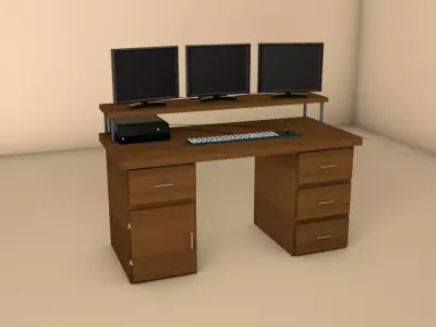 Wooden Desktop C4D Model Low-poly 3D model