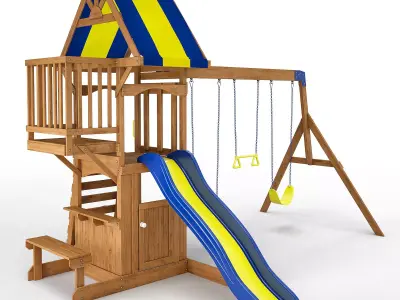 Peninsula Wooden Swing Set 3D model