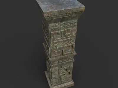 Low poly Mayan Inca Aztec Column Modular Pack Mossy 210616 Low-poly 3D model