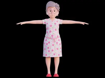 Cartoon Grandma - Fully rigged 3D model