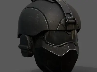 Helmet military combat space scifi cyborg cyberpunk  Low-poly 3D model