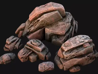 Rocks Stones Pebble Environment for Mine Low-poly 3D model