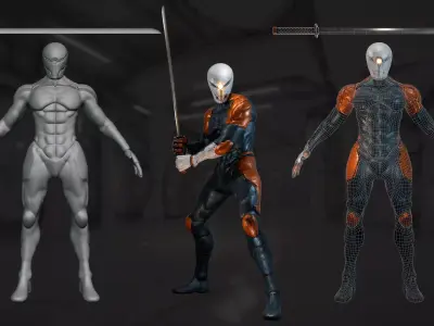 Gray Fox - Game Ready Low-poly 3D model