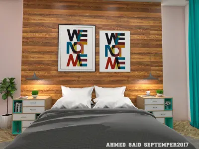 Master bedroom interior scene 3D model