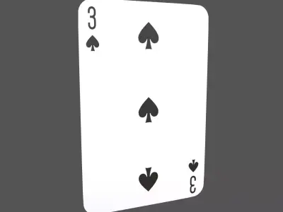 Poker Cards Spades 3 V1 001 Low-poly 3D model