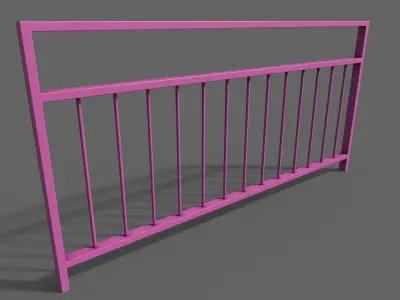 PBR Pedestrian Guard Rail Pink V3 Low-poly 3D model