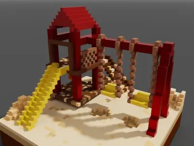 Voxel Child Park Low-poly 3D model
