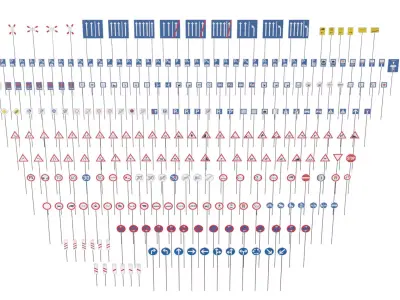 268 German Traffic Road Signs Pack DE Low-poly 3D model Low-poly 3D model