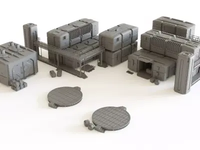 Sci fi Colony Modules Collection for tabletop scenery 3D print model