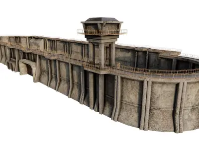 Giant Defence Wall Pack   Low-poly 3D model
