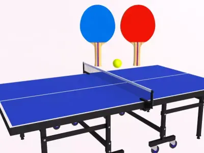 Tennis Table AND Tennis Paddles 3D model