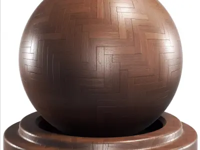 Highgloss Brown Parquet Floor Herringbone 3D model