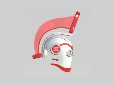 SciFi Spartan Helmet 06 Red Medic - Character Design Low-poly 3D model