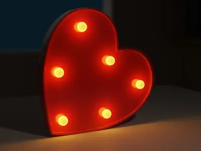 Heart-shaped Nightlight Low-poly 3D model