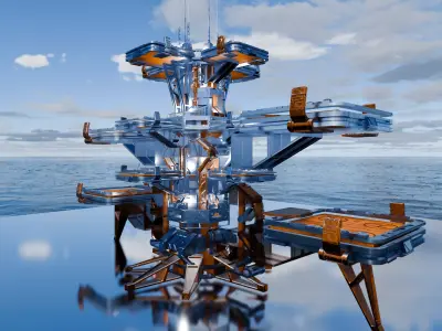 sci fi building game ready Low-poly 3D model