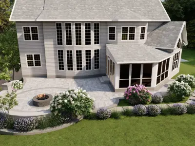 3D Exterior Scene 3D model design garden and landscape 3D  3D model order