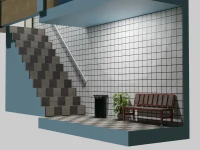 Underground platform building 3D model