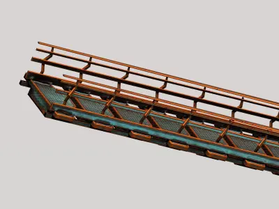 Sci-fi escalator stairs Low-poly 3D model