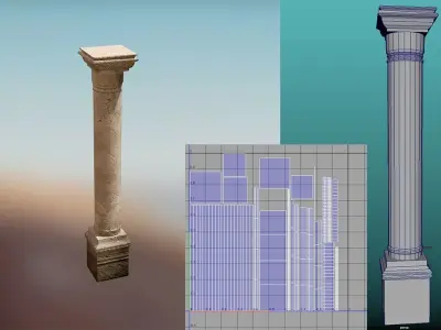Ancient modular building Low-poly 3D model