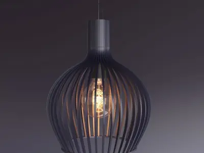 Wooden hanging lamp 3D model