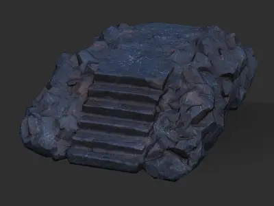 Stairs stone staircase 07 Low-poly 3D model