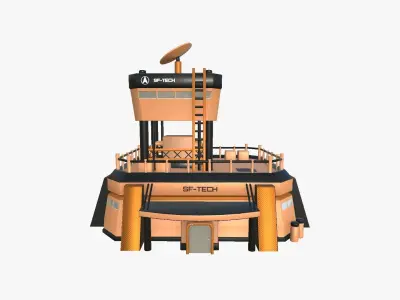 SciFi Facility B04 Orange - Sci Fi Exterior Design Low-poly 3D model