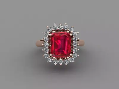 Rose Gold Women Diamond Ring 3D print model 3D print model 58