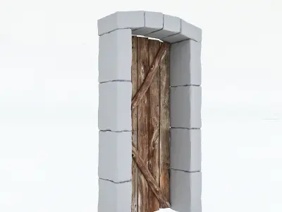 old wooden door Low-poly 3D model